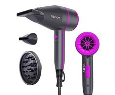Ribivaul Sèche-Cheveux Professionnel, Seche Cheveux Ionique avec Diffuseur et 2 Embout, Puissant Moteur AC, 3 Températures 2 Vitesses, Violet