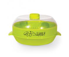 Cuisy KC2154 Cuit Vapeur avec Etage Plastique Gris/Rouge/Vert 24,5 x 21 x 13,5 cm Coloris Aléatoire