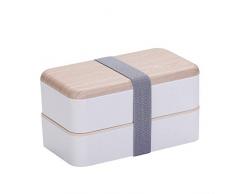 O-Kinee Lunch Box, Bento Box Kids, Boite Bento 1200 ml avec Couche Double Bento Enfant et Couverts (Blanc)