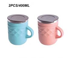 Tasse en Acier Inoxydable Bluemeow avec Couvercle - Tasses à café isolées à Double paroi Tasse à thé étanche de qualité Alimentaire Tasse à café de Travail