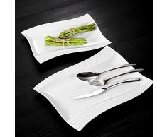 MALACASA, Série Amparo, 2pcs Assiettes Plates Porcelaine, Assiettes Rectangulaire Plats Assiettes de Présentation