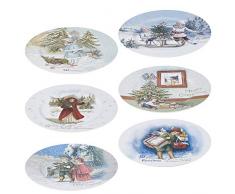 URBN-CHEF Lot de 6 assiettes décoratives traditionnelles de Noël pour dîner 33 cm
