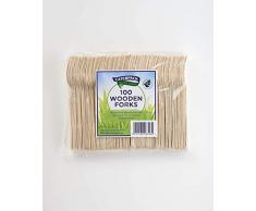 Caterpack Enviro fourchettes en bois, Lot de 100 | Sustainably-sourced et biodégradable couvert jetable | 100% Bouleau | 100 unités