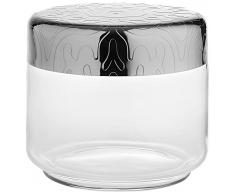 Alessi Mw21/50 Dressed Pot Hermétique en Verre, Couvercle en Acier Inoxydable 18/10 Brillant avec Décoration en Relief
