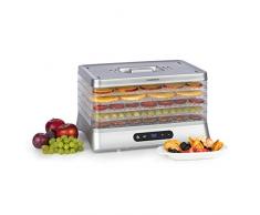 Klarstein Silver Déshydrateur, 500W, écran LED, 5 grilles en plastique, sans BPA, 35-70 °C, minuterie 1-48 heures, argent