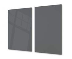 Planche à découper en verre trempé – Couvre-cuisinière et protège-plain de travail en verre résistant – UNE PIÈCE (60x52 cm) ou DEUX PIÈCES (30x52 cm chacune); D18 Série de couleurs: ZA Gris Foncé
