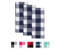 Torchon Vaisselle - Torchon Main en Coton - Serviette Vaisselle - Torchon Essuie Main - Chiffon Cuisine - Torchons Coton - Torchon Blanc Coton - Lot de 3 (18x28, Bleu Marine et crème)