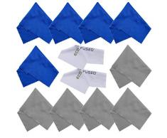 Chiffons de Nettoyages en Micro-Fibre - 10 Chiffons Colorés et 2 Chiffons Blancs, Idéal pour Nettoyer Lunettes, Montures, Objectifs, iPad, iPhone, Android Phone, Tablettes, Téléphones Portables, LCD