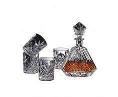 JTKDL 5PC Italienne Crafted Cristal Whisky Carafe Whisky Verres Set, Crystal Carafes avec 4 Verres de Whisky sans Plomb Glass Set Whisky