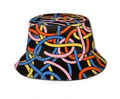 NoneBrand Knots Memphis Milano Fourchette à spaghettis Alimentaire Graphique 80s 90s Cuisine Maison Chapeau de pêcheur Chapeau de seau respirant Unisexe