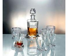 Bohemia Crystal Service Whisky 7 - Pièces : 1 carafe + 6 verres Quadro