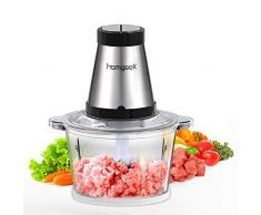 Hachoir Viande, homgeek Hachoir Électrique Avec 2 Niveaux de Vitesse et 4 Lames pour Hacer Viande, Multifonctionnel Hachoir à Viande Viande Capacité de 2 Litr, 500w, Sans BPA
