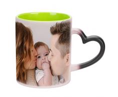 Tasse Personnalisé Votre Photo Design ou Texte Personnalisable en Ligne Mug de Café Thé Ceramique Magique Changeante Couleur Sensible à la Chaleur pour Cadeau dAnniversaire Noël Fête des Pères/Mères