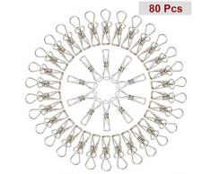 BELLE VOUS Pinces à Linge INOX(80 Pcs)- 5cm x 1cm, Épingles à Linge Durables pour Le Séchage des Vêtements, des Serviettes, des Couvertures, et la Fermeture des Sachets Alimentaires