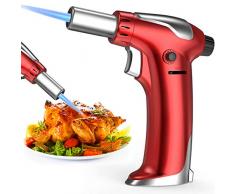 Bearbro Chalumeau de cuisine rechargeable, brûleur à gaz butane avec verrou de sécurité pour la cuisine, la maison, la crème, la brûlée, les pâtisseries, les desserts et le camping