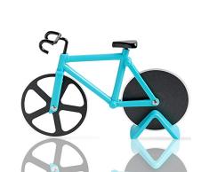 Couteau à Pizza en Forme de Vélo, Roulettes à Pizza, Roues Antiadhésives en Acier Inoxydable, avec Cadre Fixe, (Bleu Ciel, 19 cm * 12 cm * 4 cm)