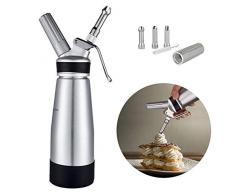upstartech Siphon Chantilly,Siphons De Cuisine,Siphon Chantilly INOX,3 Buses de Décoration en Acier Inoxydable,Acier Inoxydable Siphon 500ML,pour des Amis fête Dessert,LeCadeau de mère Femmes