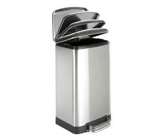 Wenko 21769100 Studio Poubelle avec Frein de Chute 30 L Inox Dimensions 35,0 x 33,0 x 63,0 cm