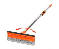 MATCC Raclette à Vitre et Microfiber Chiffon 2en1 avec Nettoyeur de Vitres à Raclette à Longue Rallonge pour Menage ou Voiture Autobus Camping-Car