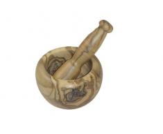 Berard 90071, Mortier & pilon en bois dolivier fait-main, idéal pour piler, broyer et mélanger - 10/11 cm