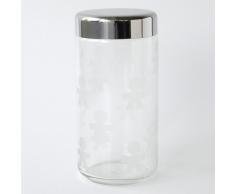 Alessi Akk38 Girotondo Boîte de Cuisine Hermétique en Verre Sérigraphié avec Couvercle en Acier Brillant, 150 Cl