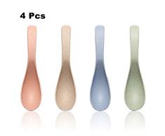 Goter 4 pièces à Soupe de Paille de blé incassables cuillères, Lave-Vaisselle cuillère à Soupe Anti-brûlante à Long Manche pour Restaurant décole Domicile Enfants et Adultes