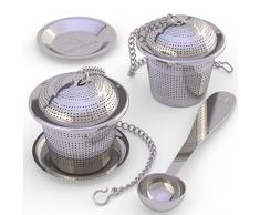 Infuseur à Thé Apace (lot de 2), Boule à Thé, Filtre à Thé Avec Cuillère à Thé et Égouttoir – Passoire à Thé et Passe-Thé en Acier Inoxydable pour une Infusion et une Expérience Inégalées