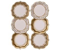 Talking Tables Party Porcelain Gold Grandes Assiettes Festives en Carton pour Noël, Mariage et Réception ou Dîner, Doré, 20 cm (Paquet de 12 contenant 3 modèles)