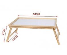 EM Home Plateau de lit pour petit-déjeuner avec pieds pliables bois