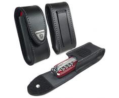Victorinox Victorinox Couteau de poche / Personnalisé Pochette en cuir véritable Swiss Army Pen Stylet avec attache crochet et boucle (2-4 couches) [Hiker Couteau, Original Suisse Couteau] - Noir