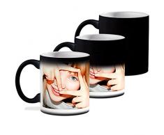 Mug Magique personnalisée avec Votre Photo, Conception ou Texte. Cadeau Unique, Original et Exclusif. limage apparaît lorsquon Verse du Liquide Chaud à lintérieur.