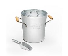 Balvi Refroidisseur de vin & Seau à Glace Grand Vin Double paroi intérieure avec Un Couvercle et Une Pelle à glaçons Métal galvanisé