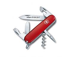Bonkoo Couteau Suisse Personnalise Grave - Victorinox Spartan Rouge 91 mm - 12 Fonctions