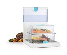 Klarstein Steam Spa - Cuiseur vapeur electrique compact repliable 2 compartiments de cuisson pour légumes, viande, poisson (1500 W, minuterie 60 min) – blanc