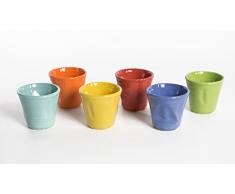 Kaleidos 13046 Set de 6 tasses froissées en grès, multicolore
