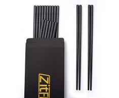ZITFRI 10 Paires Baguettes Japonaises Baguettes Chinoises Baguettes Sushi Baguettes noir Baguettes Naturelles pour Plats Asiatiques Réutilisables 24cm