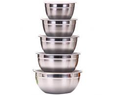 SODIAL Bol à Salade en Acier Inoxydable avec Couvercle Bol à MéLanger Les Aliments DIY Gateau MéLangeur à Pain Ustensile de Cuisine Bol Outil de Cuisine