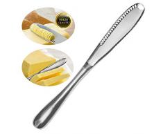 SUNJULY Couteau à Beurre 3 in1, Bigoudi en Acier Inoxydable Multifonctions avec Bord Dentelé, Fentes de Déchiquetage pour la Coupe de Légumes, Fruits, Fromages