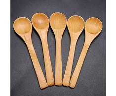 Hztyyier 30Pcs Cuillères en Bois pour Miel Confiture Mini Cuillères pour Dessert Glace Sucre Café Cuillère À Café Cuisine Condiment Table De Cuillère