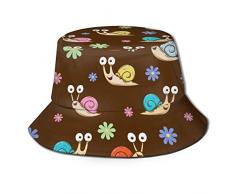 ZAlay Mignon Escargot et Fleur Unisexe Seau Chapeau Plat Haut pêcheur Chapeau Chapeau de Soleil en Plein air