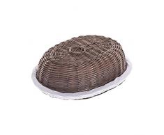 Cloche à pain,Corbeille à pain ovale en osier wenge -gris avec couvercle,