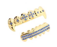 IPOTCH Cosplay De 18 Tasses en Cristal Doré avec Couvercle en Cristal Et Calotte - Bleu