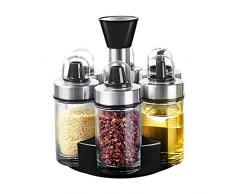 Deepclubs Pot à épices Cuisine sans plomb en verreboîtes à épices avec , couverture rotatif assaisonnement Tank, assaisonnement Bouteille de pot de sel 6 ensembles