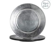 Argon Tableware Assiettes de présentation Argent à Mettre sous Vos Assiettes - Ensemble de 6 pièces