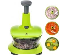 Kalokelvin Hachoir/Mélangeur à Main Manuel Rapide et Puissant pour Hacher les Fruits, Légumes, Herbes, Oignons pour Salsa, Salade, Pesto, Houmous, Guacamole, Salade de Chou, Purée(1.7L)