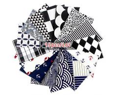Coton Tissu Couture Patchwork Chiffons,À la Mode Tissu Matelassé Peut être utilisé Matériaux de fabrication de masques,Vêtements pour bébé,Tissu Portefeuille Lot de 15 pièces 25x20cm