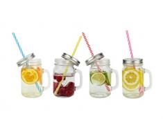 Verre à cocktail avec poignée et paille incluses- 450 ml - lot de 4