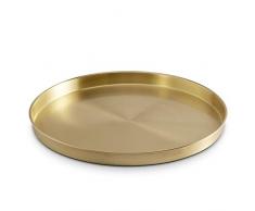 VonShef Plateau de service rond couleur or brossé — Pour le service de boissons ou pour la présentation d’aliments — Accessoire de bar contemporain
