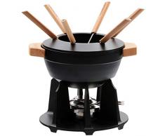 Le Creuset, Service Ã Fondue en Fonte ÃmaillÃ©e, 2 PoignÃ©es, Bord de Protection, RÃ©chaud, 6 Fourchettes Ã Fondue, Volume : 2.3 L, Noir