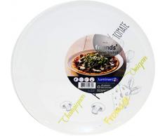 Luminarc 8012637.0 Bistrot Assiette à Pizza Porcelaine Décorée Blanc 32,1 x 32,1 x 2,4 cm